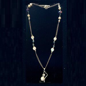 17” genuine freshwater pearl/Sterling silver freshwater pearl necklace